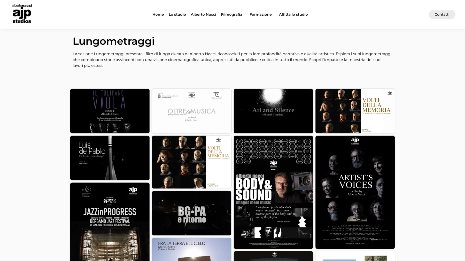 Sezione formazione del sito AJP Studios