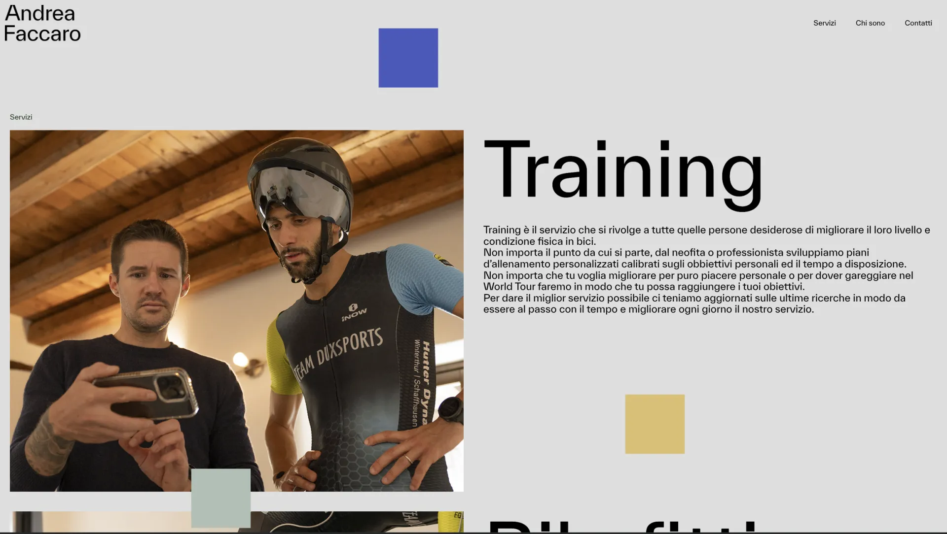Sezione servizi del sito Andrea Faccaro - AF Training