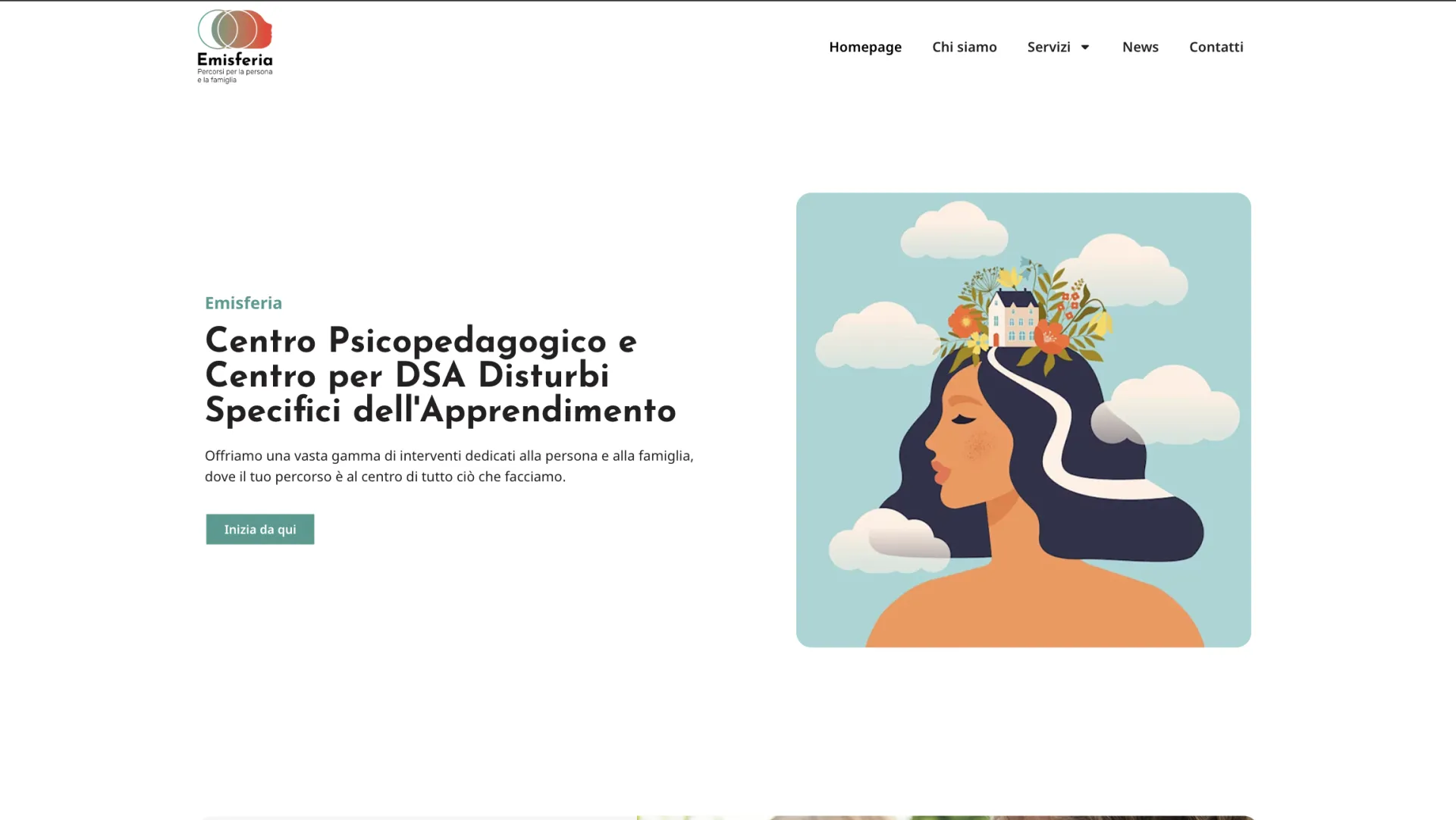 Homepage del sito Emisferia
