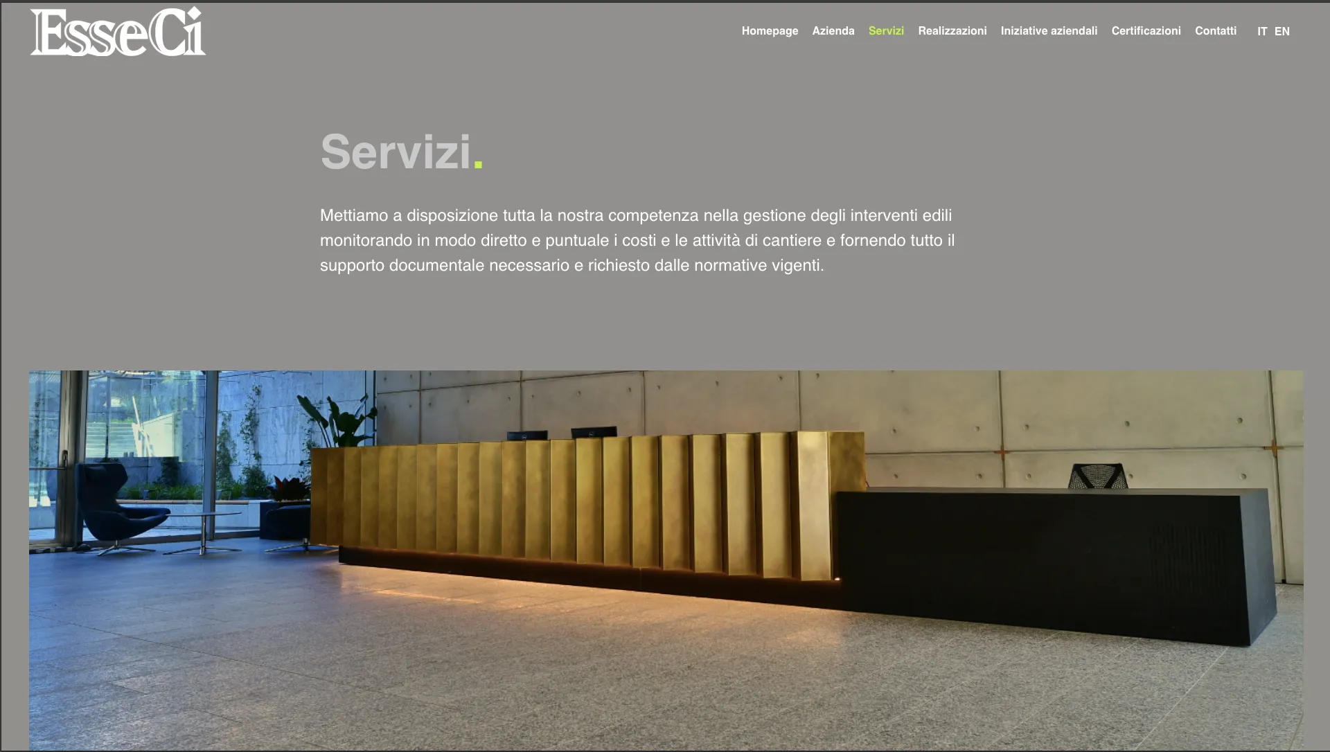 Pagina servizi del sito EsseCi