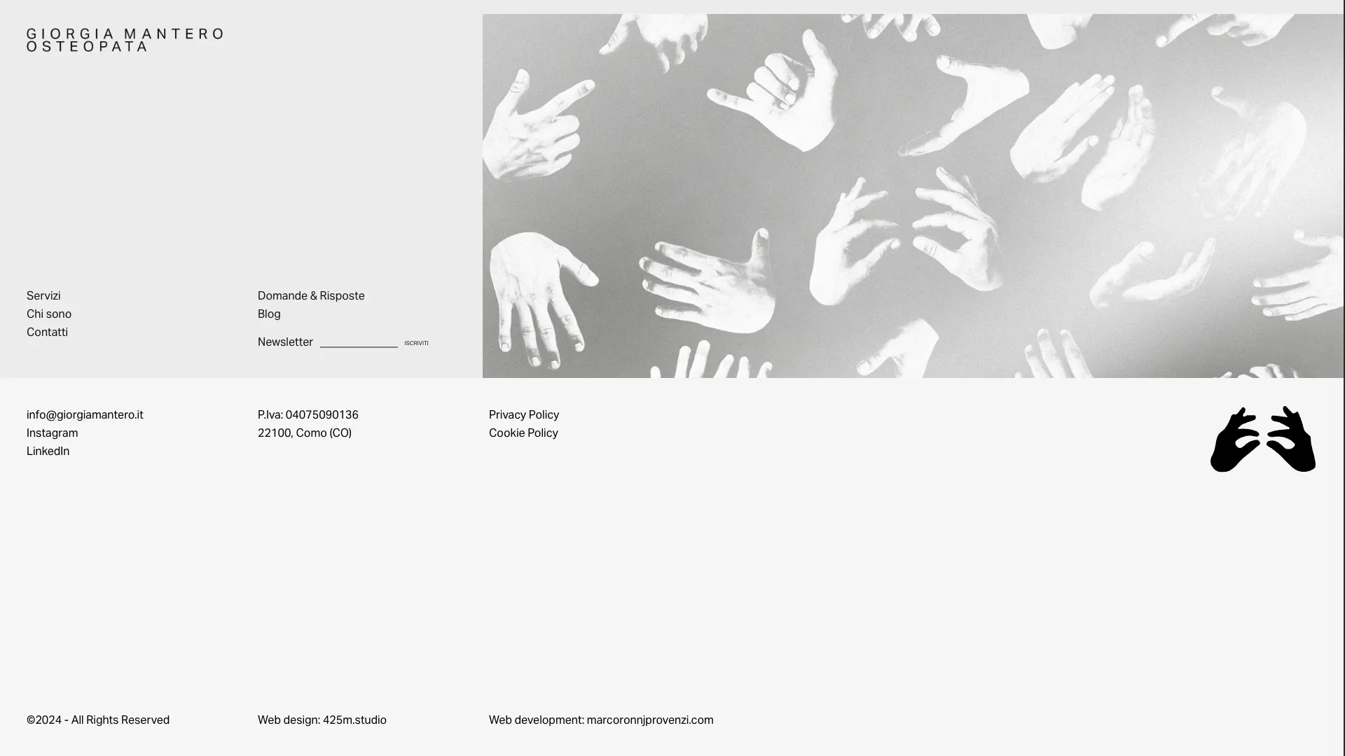 Giorgia Mantero Osteopata website services section