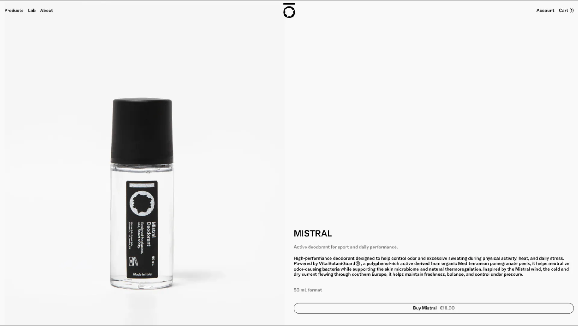 Sezione lab del sito Indoor Outdoor Cosmetics
