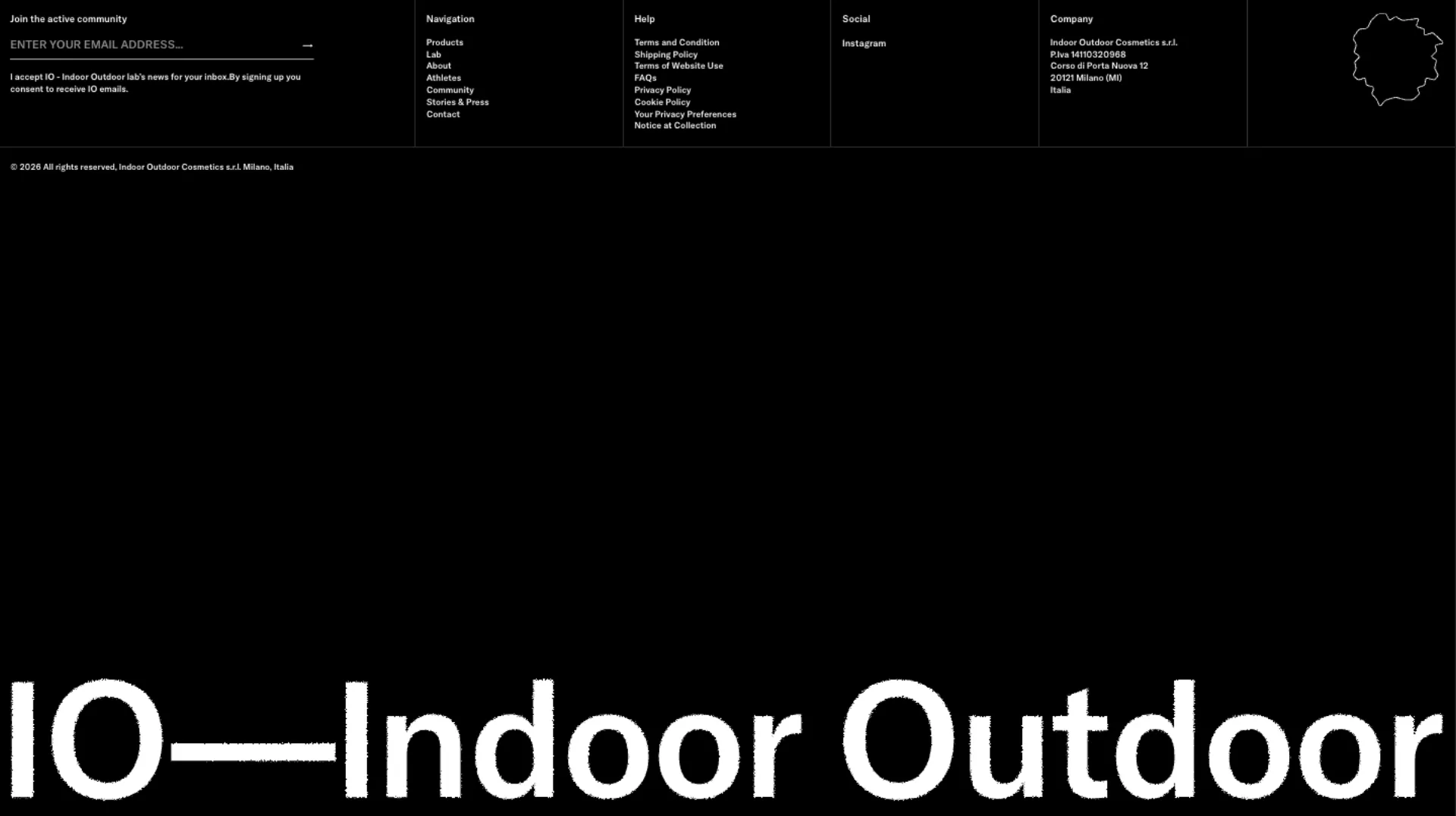 Sezione editoriale del sito Indoor Outdoor Cosmetics