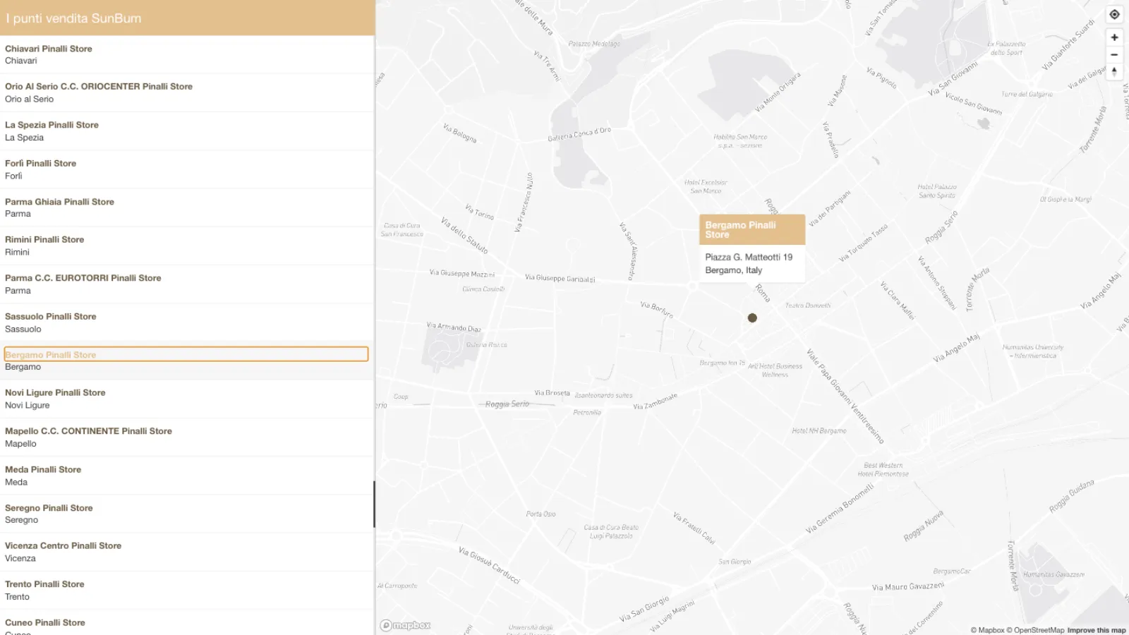 Mappa store locator del sito LAB Distribution