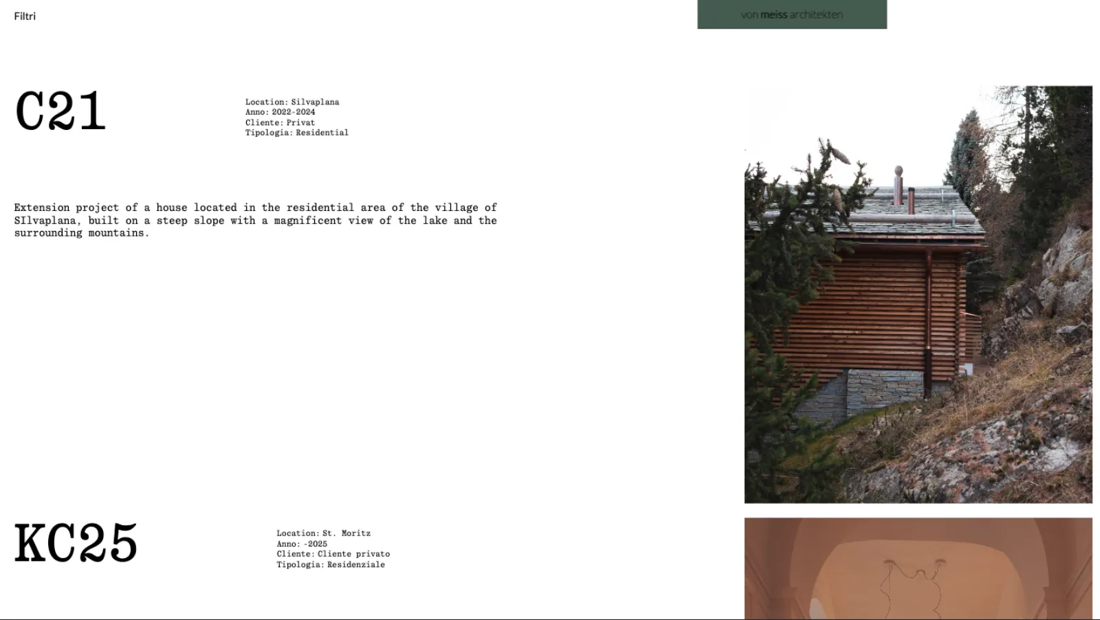 Project page of the von Meiss architekten website